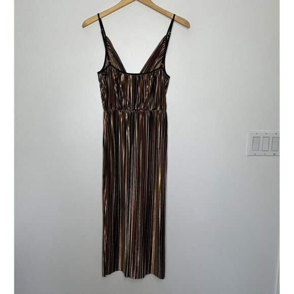 Amanda Uprichard Sleeveless Midi Dress Size S Striped V Neck - Picture 3 of 11